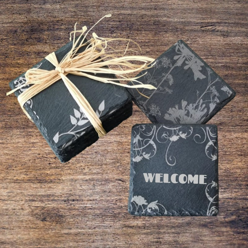 Custom Laser Engraved Slate Coaster