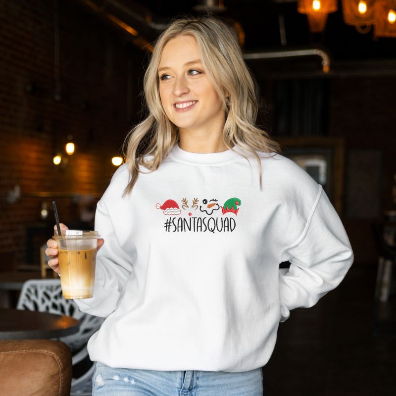 Santa Squad Embroidered Crewneck