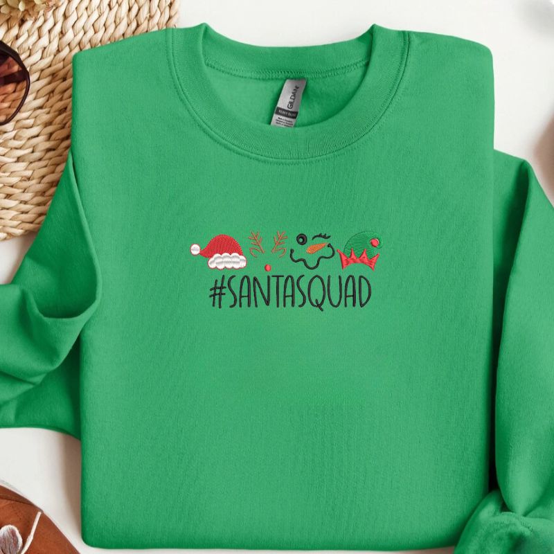 Santa Squad Embroidered Crewneck