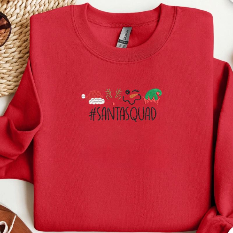 Santa Squad Embroidered Crewneck