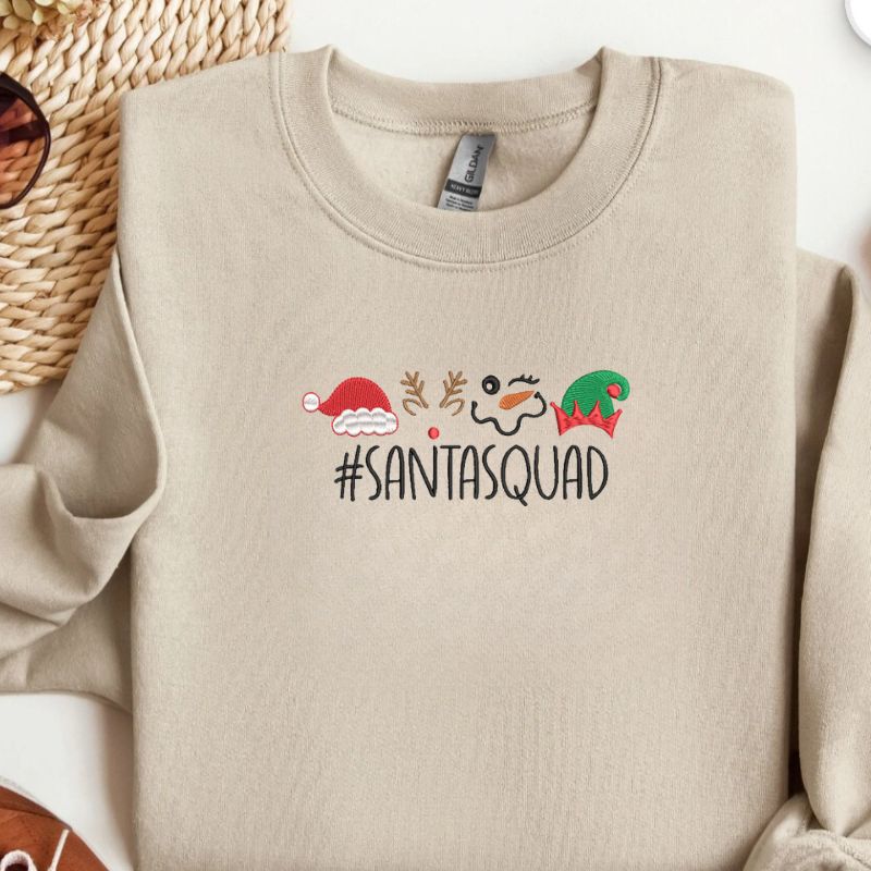 Santa Squad Embroidered Crewneck