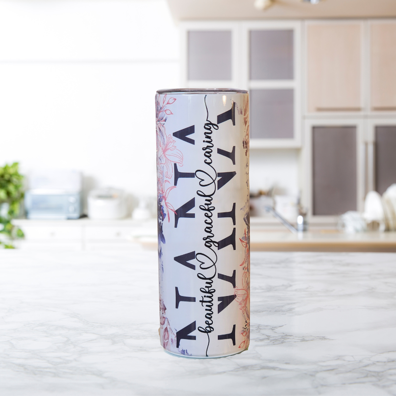 20oz Tumbler with Nana word Image with floral print