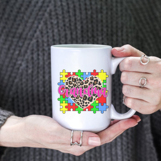 Grandma Autism Awareness 15oz Coffee Mug