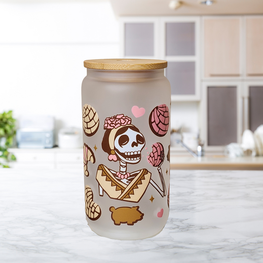 Mexican Pan Dulce and Skeleton Libby Glass Cup