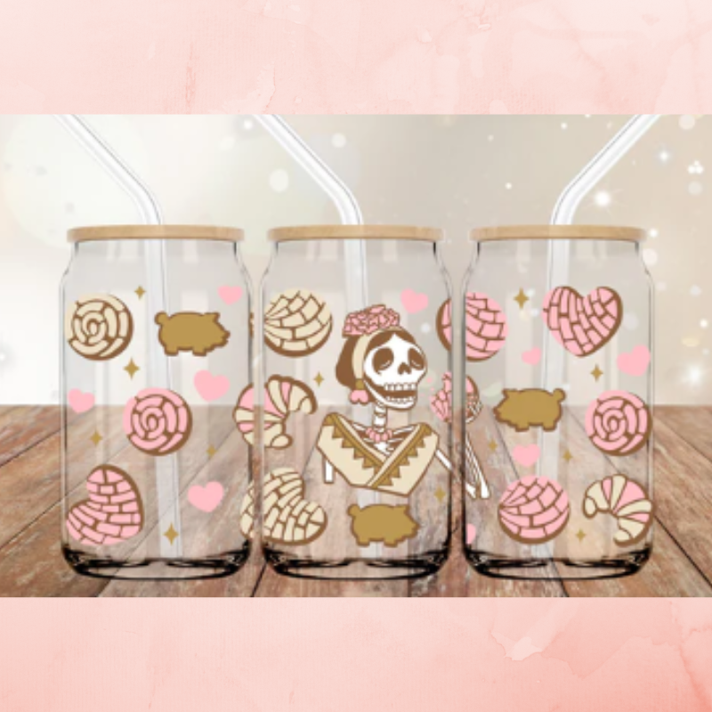 Mexican Pan Dulce and Skeleton Libby Glass Cup