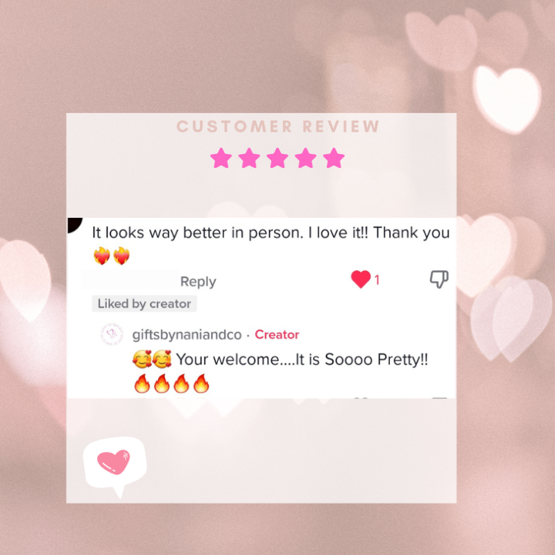 Customer gave 5-star review saying it looks way better in person. I love it!! Thank you!