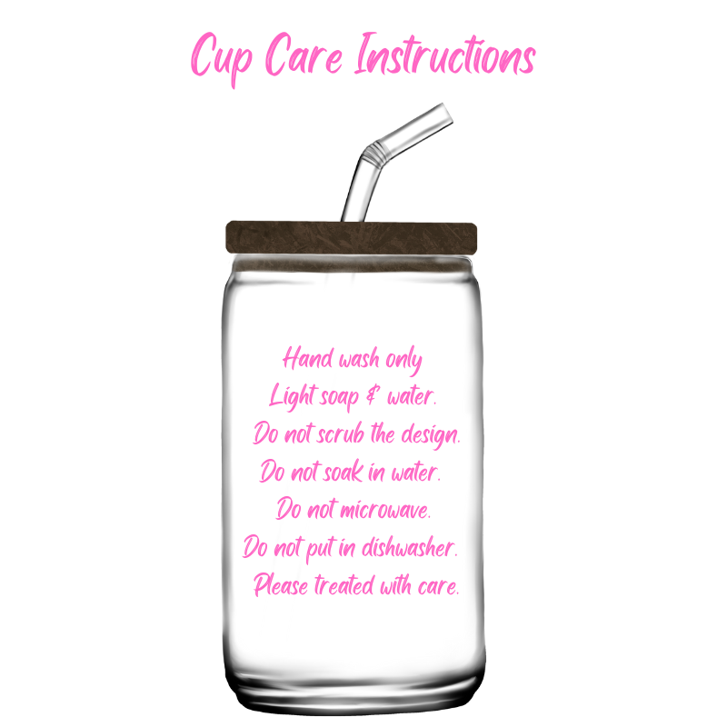 Glass Can Cup Care, Libby Glass Care Instructions, PNG Cup Care